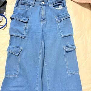 Women's Blue Cargo Jeans